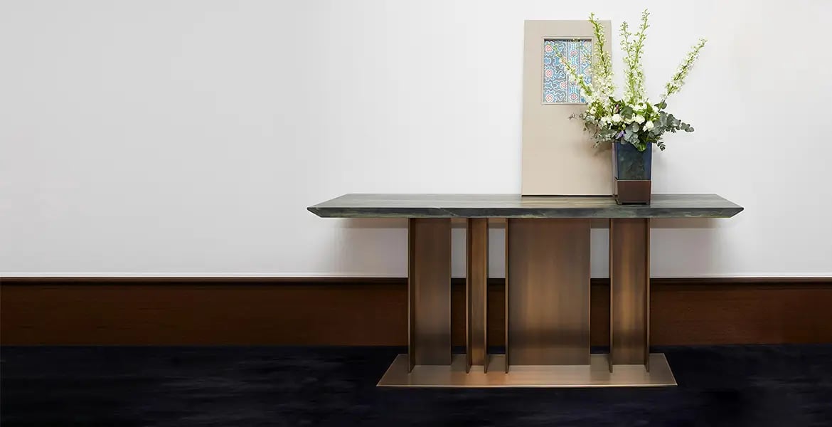 Marble Top Metal Base Console