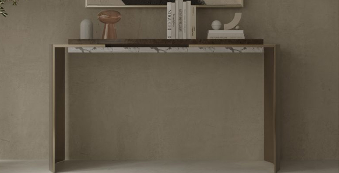 Marble and Wood Console Table