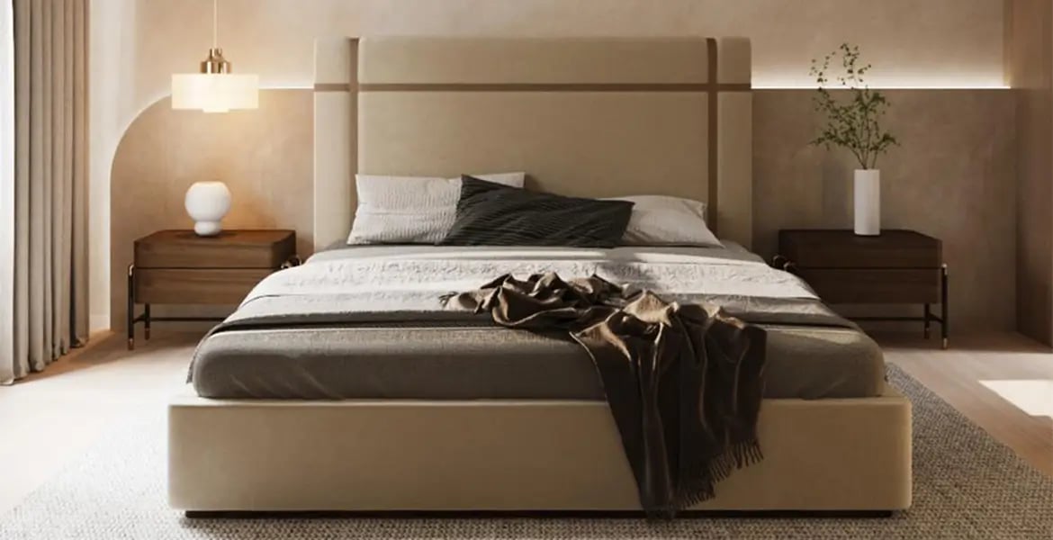 Leather Details Bed