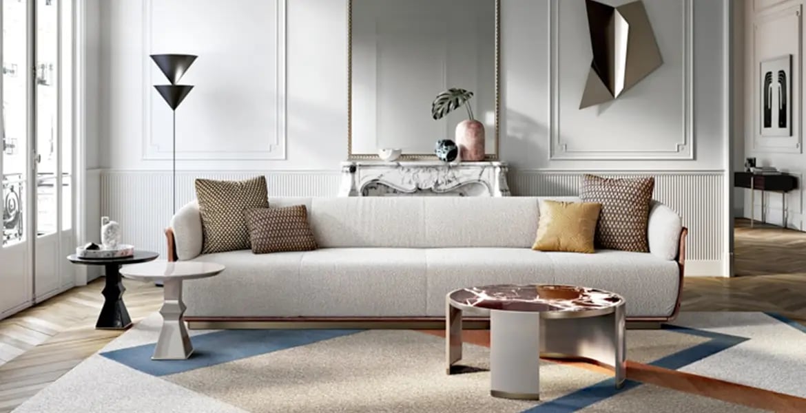 Upholstered White Sofa