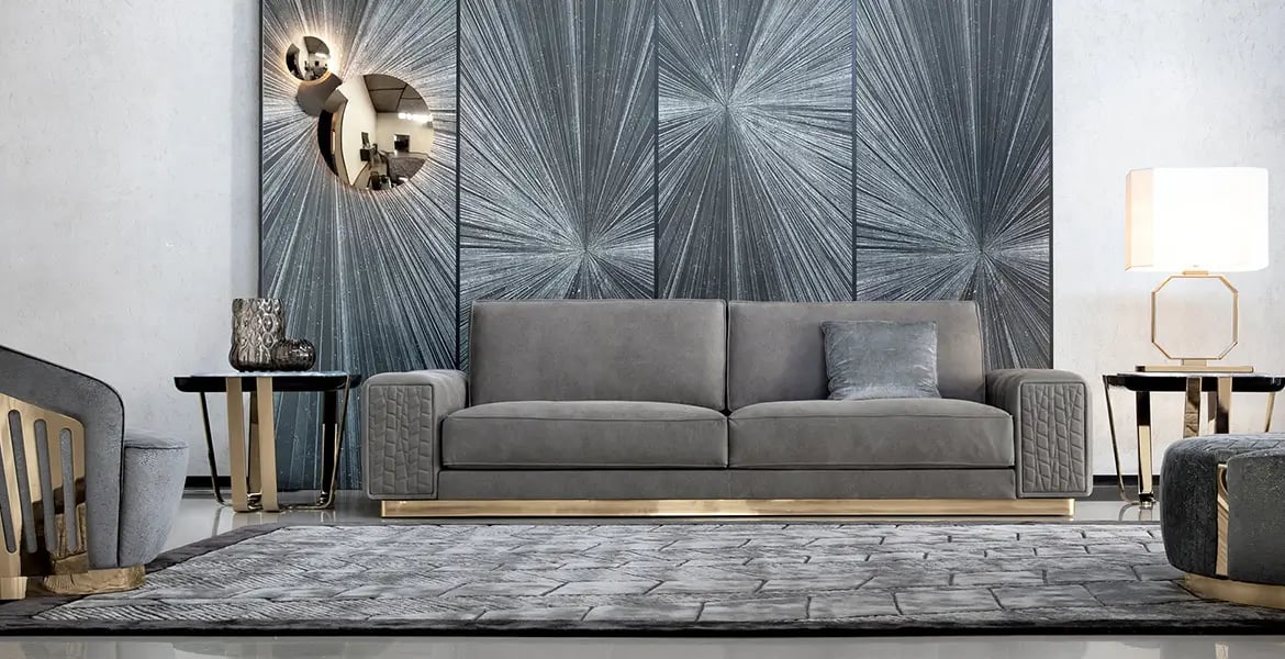Patterned Armrests Sofa