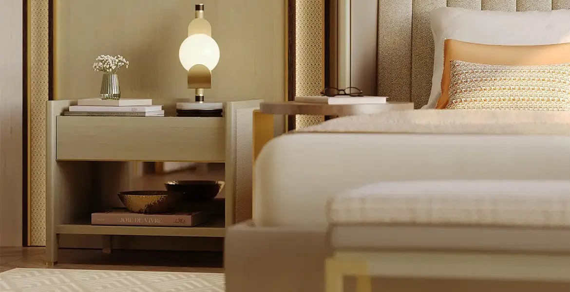 Leather Wrapped wooden Bedside Table