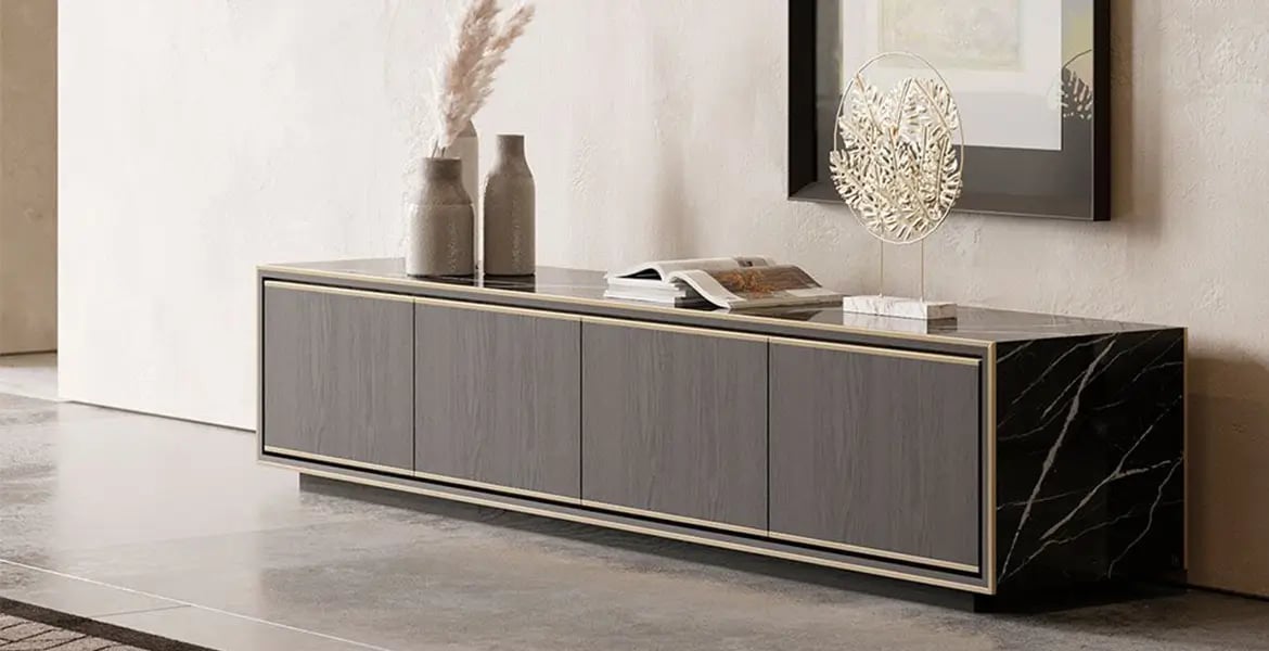 Stainless Steel and Marble Buffet