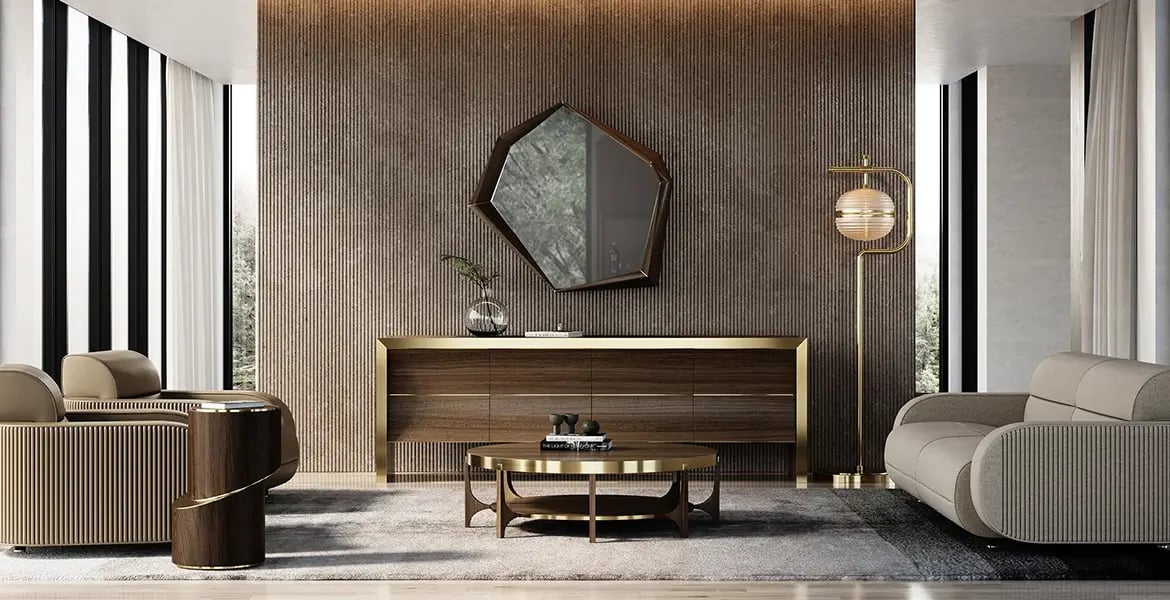 Stainless Steel and Wood Veneer Buffet
