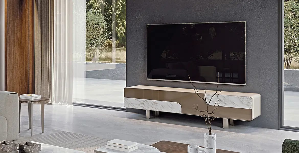 Marble Details TV Unit