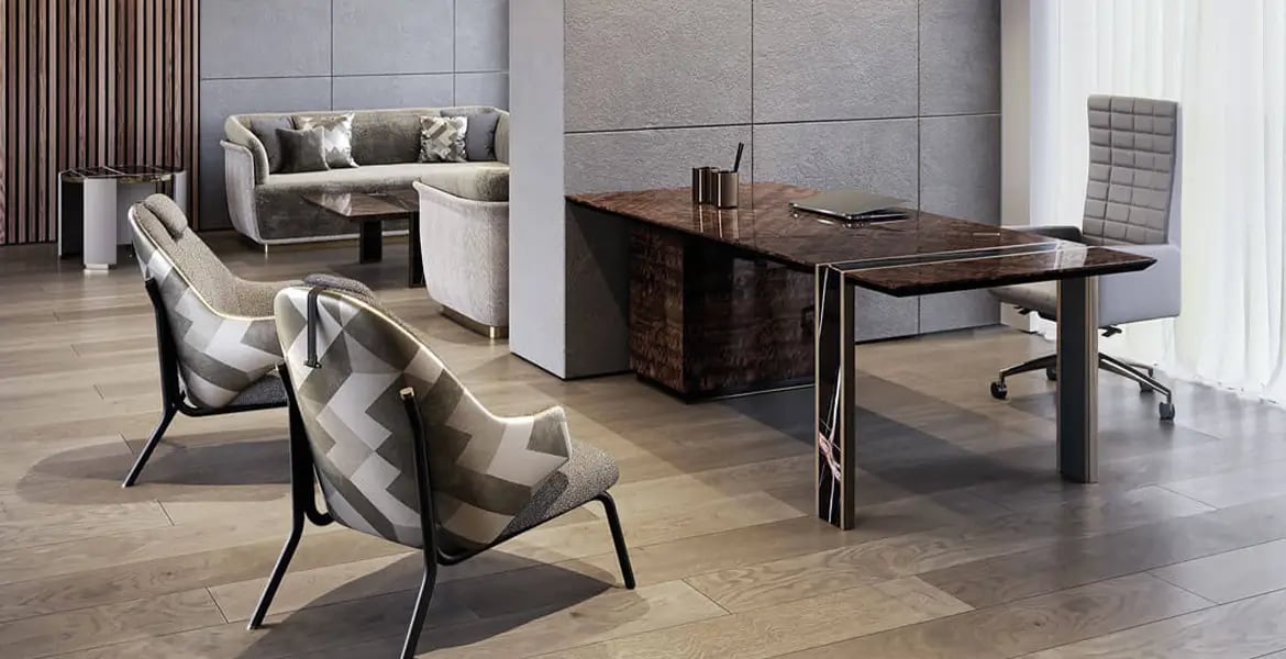 Bold Office Desk with Marble Legs