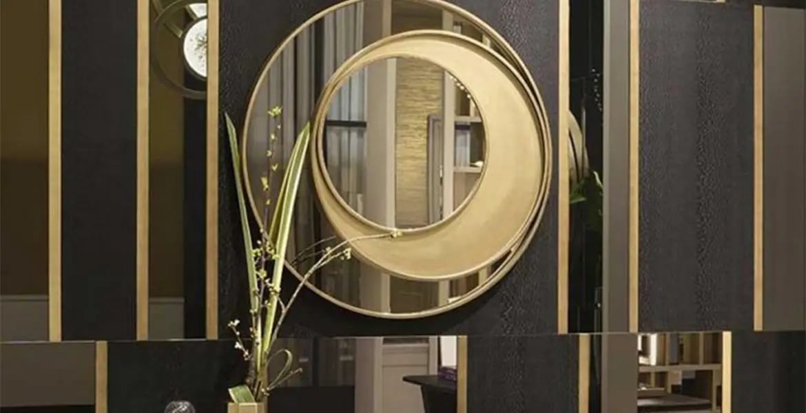 مرآة دائرية ذهبية مودرن