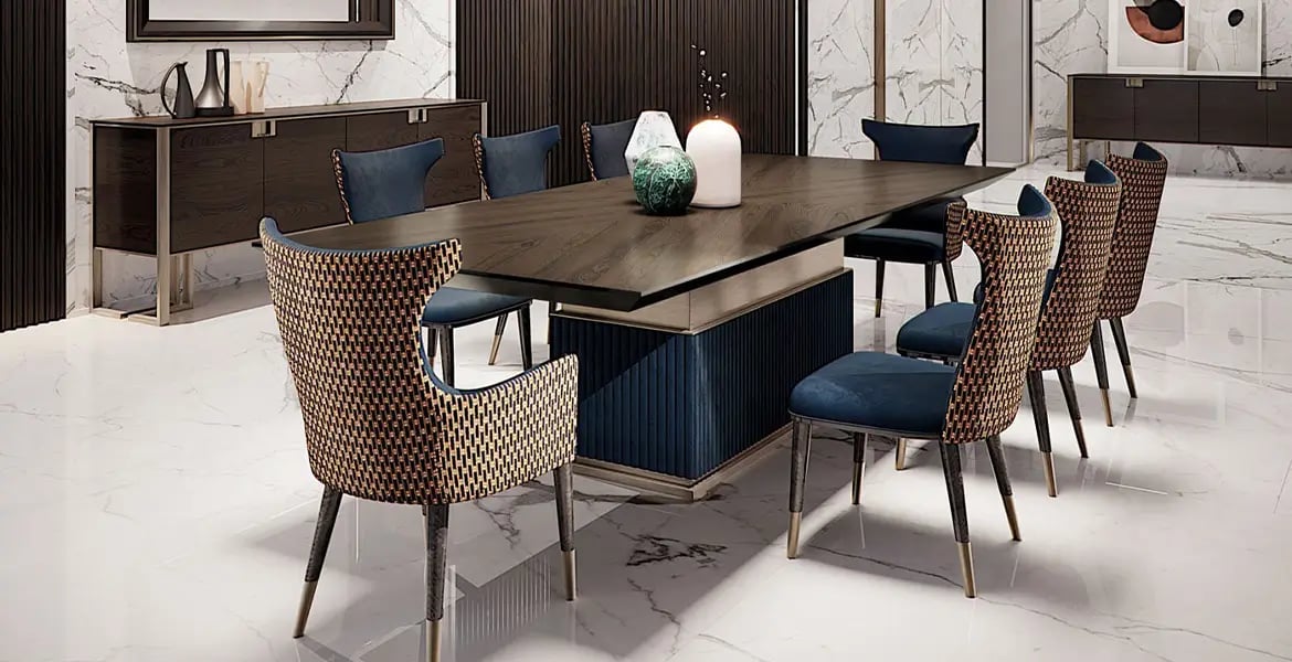 BOLD Leather-Base Dining Table