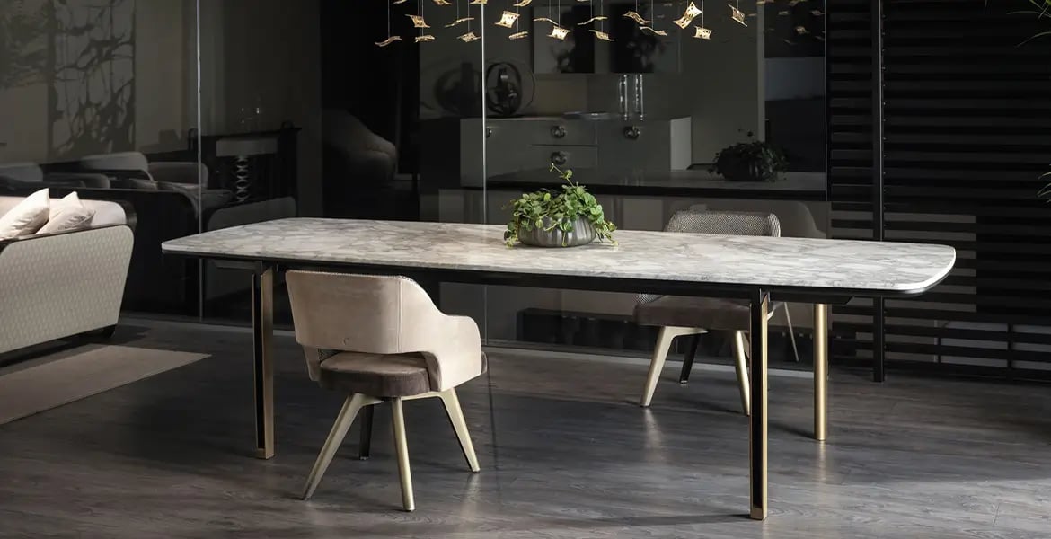 Marble Top Rectangular Dining Table