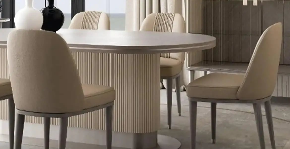 Upholstered Oval Dining Table