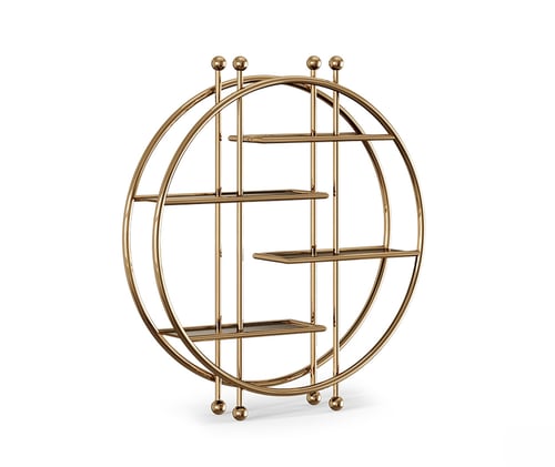 Wood and Brass Shelving Unit
