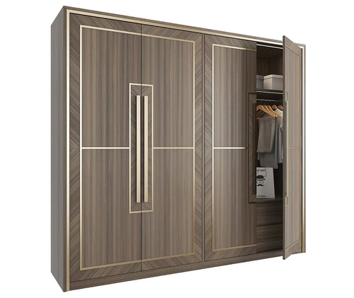 Classic Stainless Steel and Wood Wardrobe