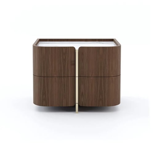 Walnut Gentle Curved Bedside Table