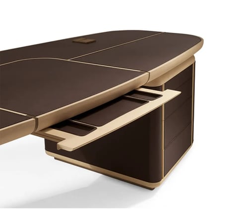 Modern Wood Office Desk With Sideboard