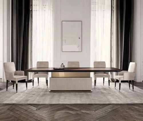 BOLD Leather-Base Dining Table