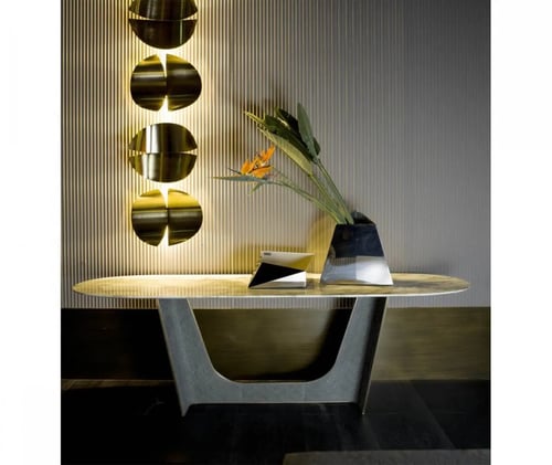 Leather Upholstered Base Dining Table