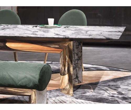 Curved Steel Legs Dining Table