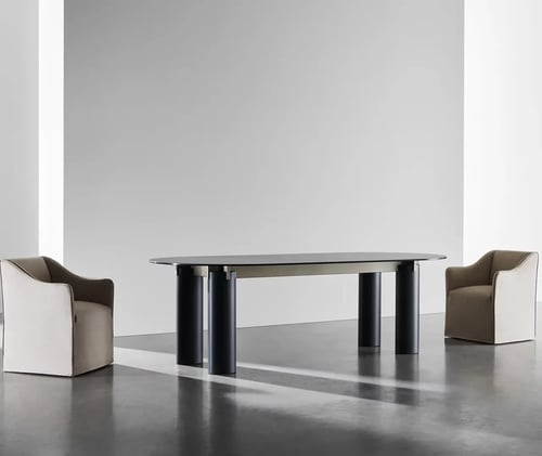 Lacquer Base Oval Dining Table