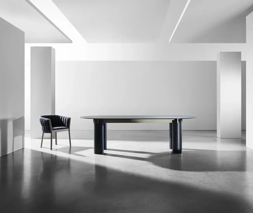 Lacquer Base Oval Dining Table