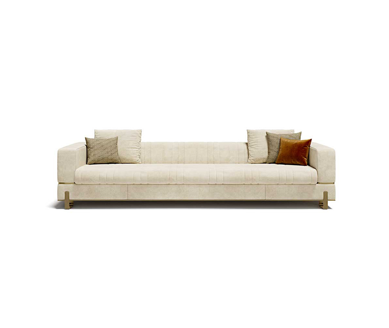 Gold-Trimmed Beige Sofa