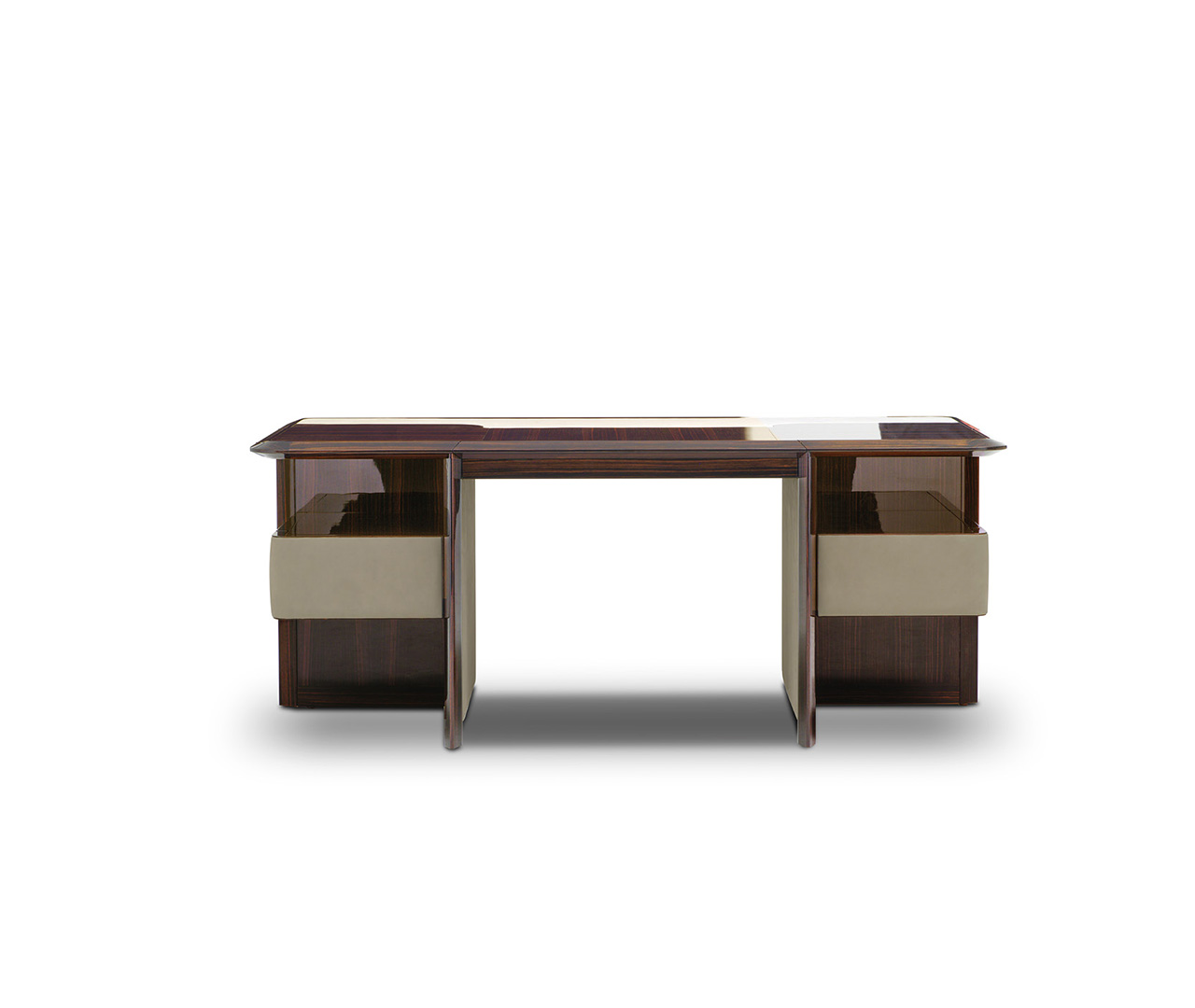 The Brown Glossy Wood Modern Desk