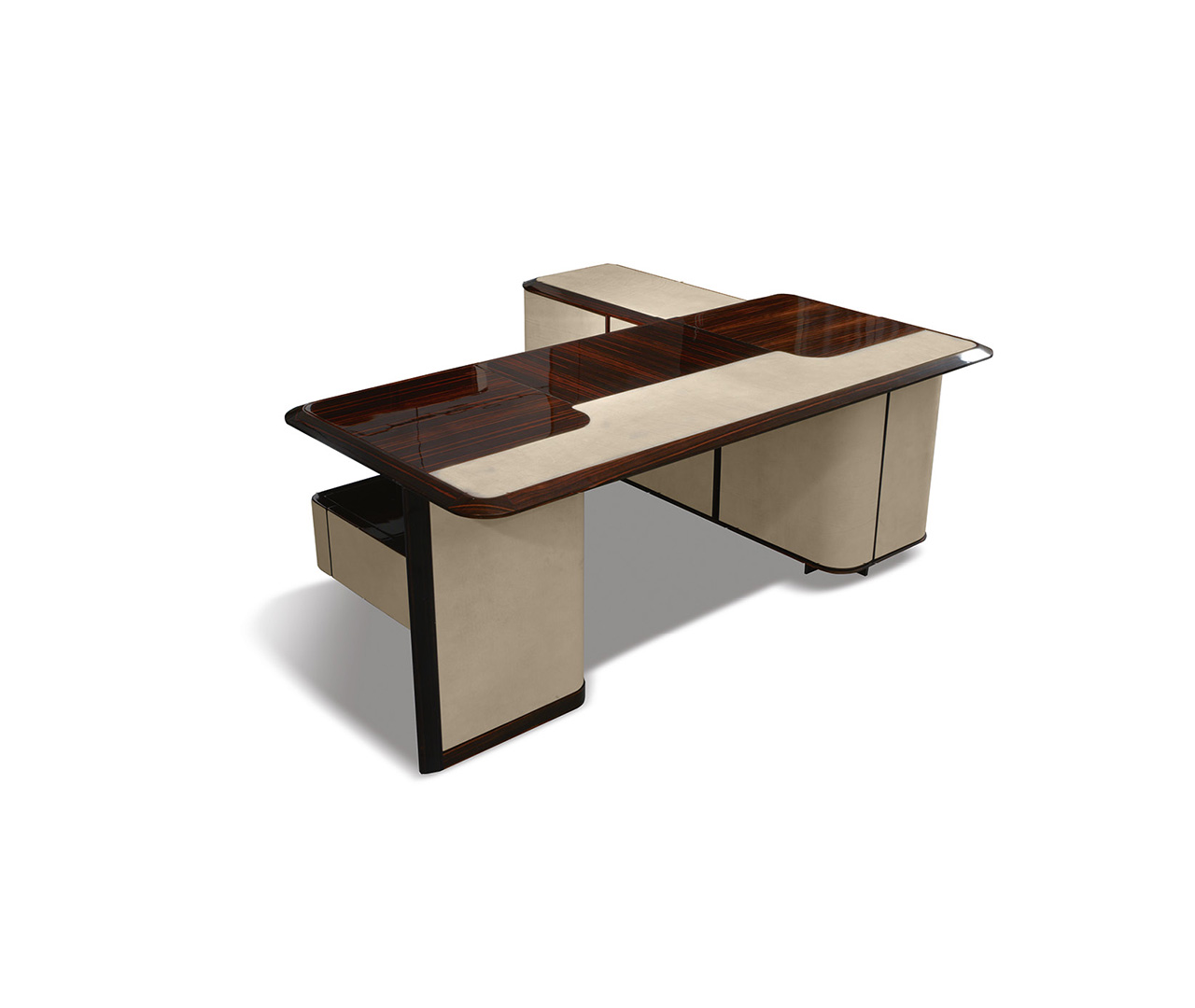 The Brown Glossy Wood Modern Desk