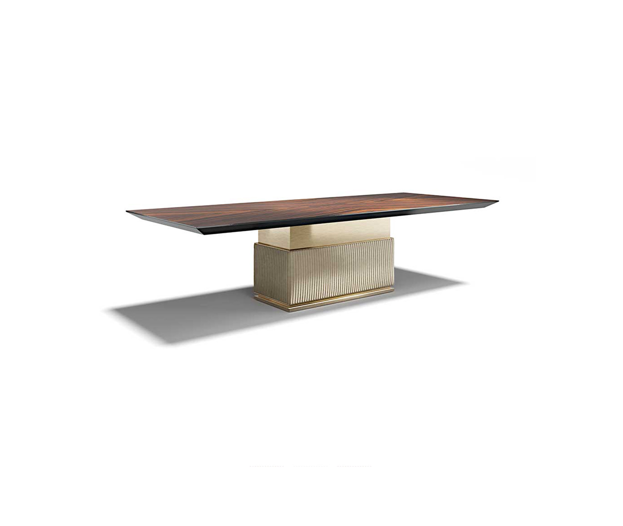 Bold Leather-Base Dining Table