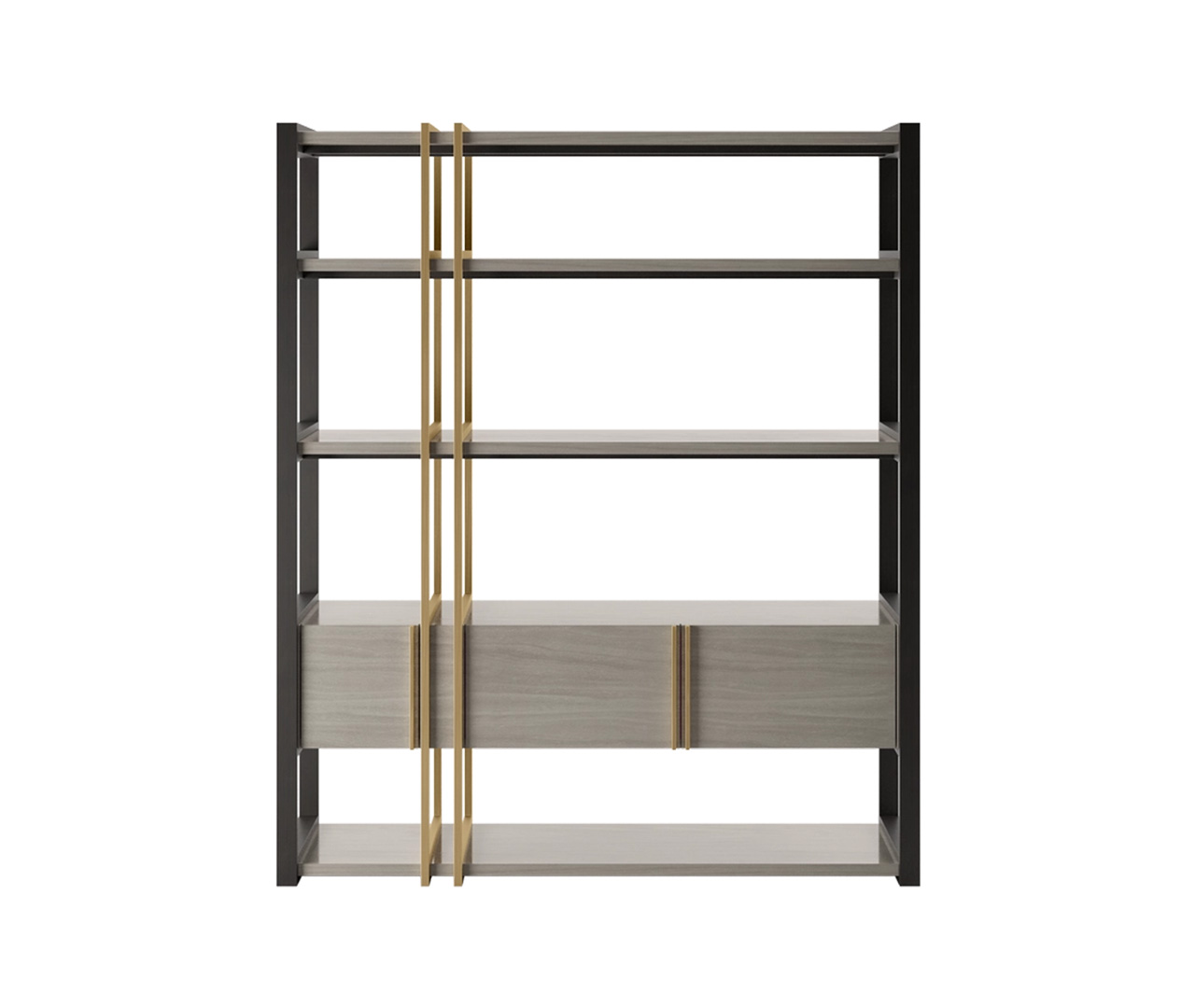 Gold and Black Shelving Unit