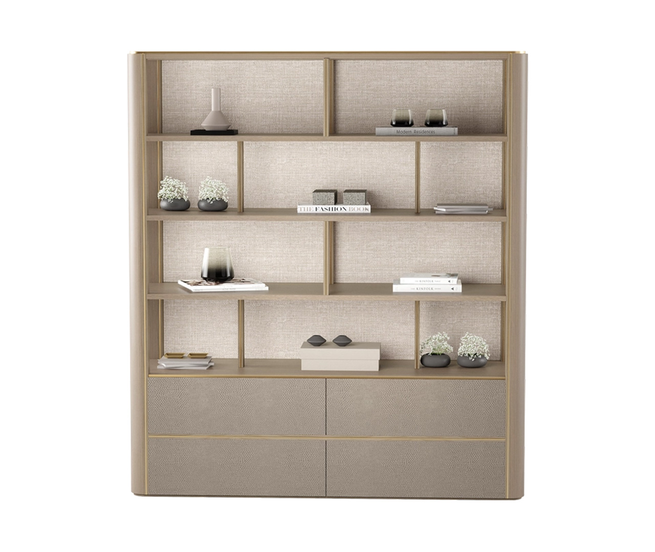 Wood and Leather Shelving Unit