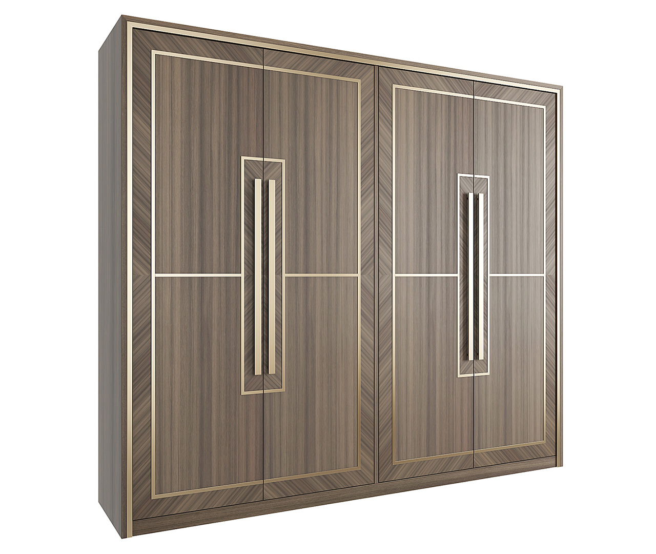 Classic Stainless Steel and Wood Wardrobe