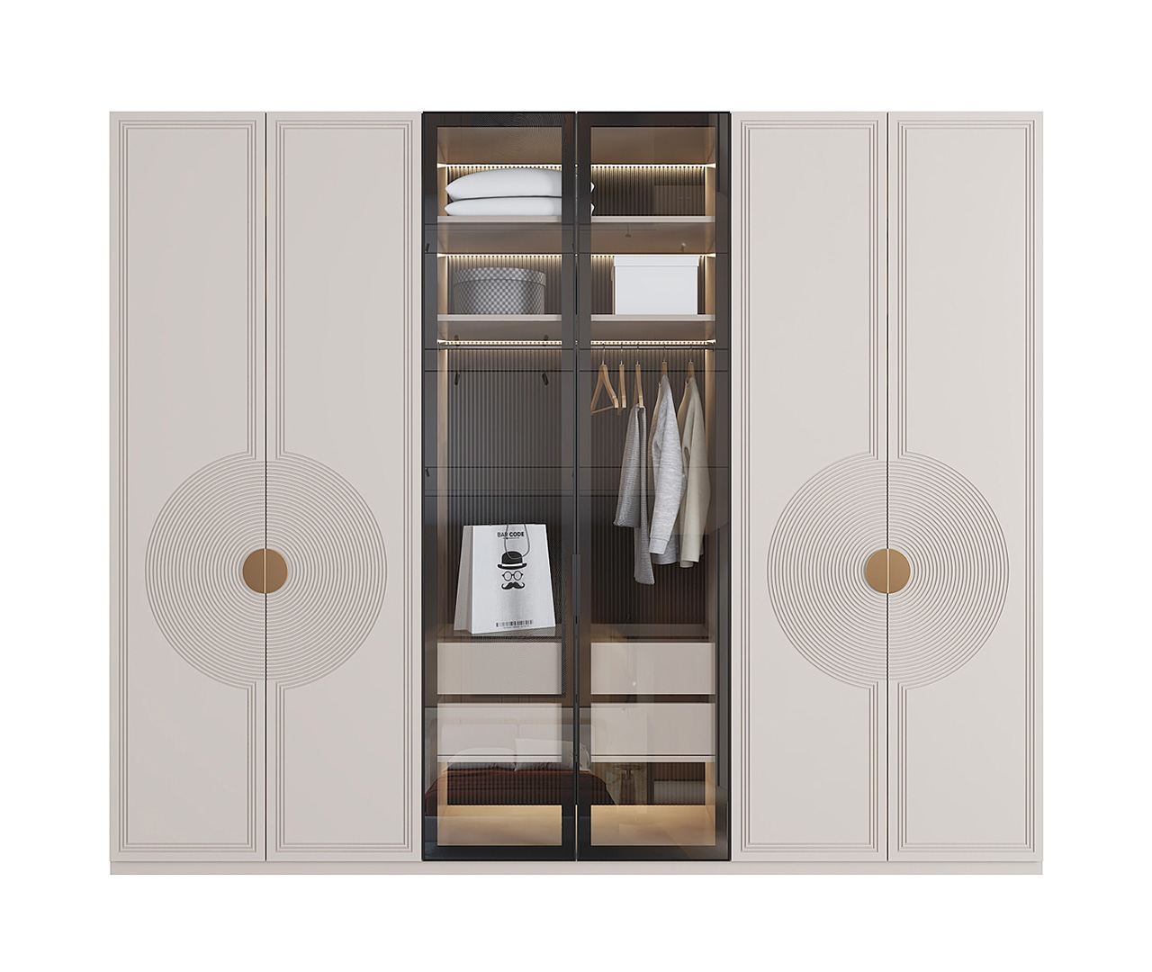 Stainless Steel and Wood Wardrobe