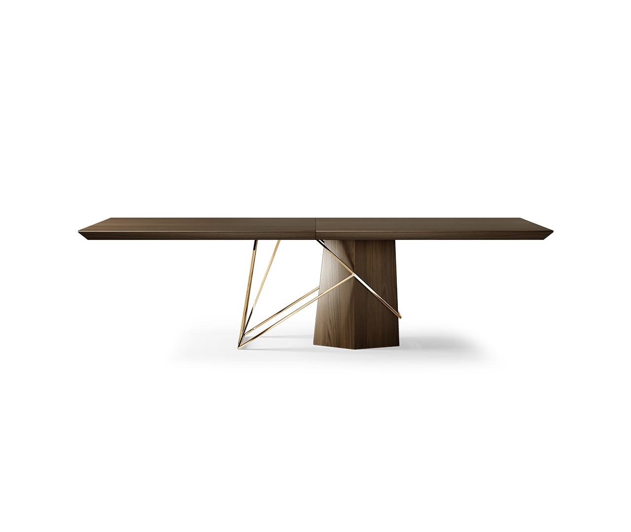 Rectangular Wooden Dining Table with Brass Details