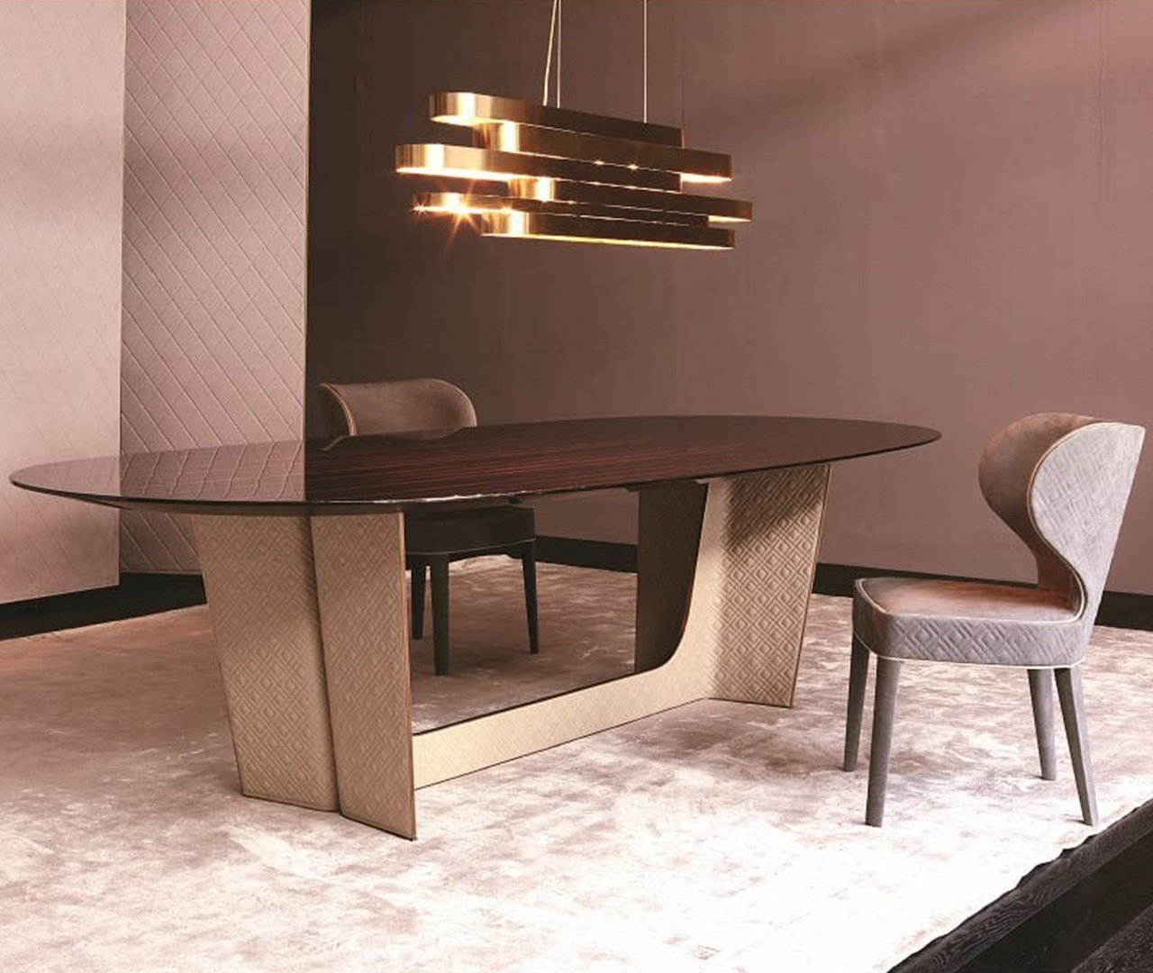 Leather Upholstered Base Dining Table