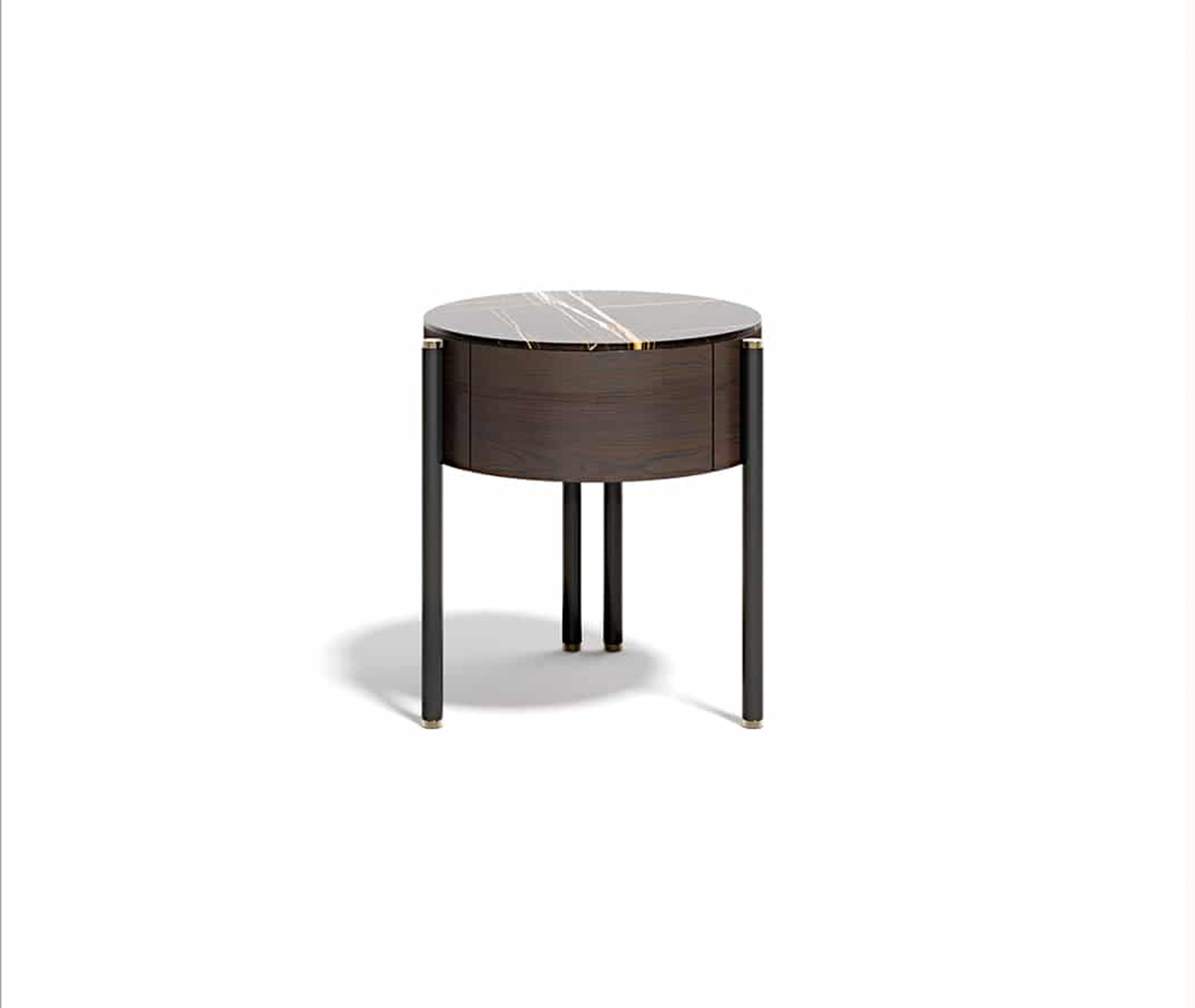Marble Top Round Bedside Table