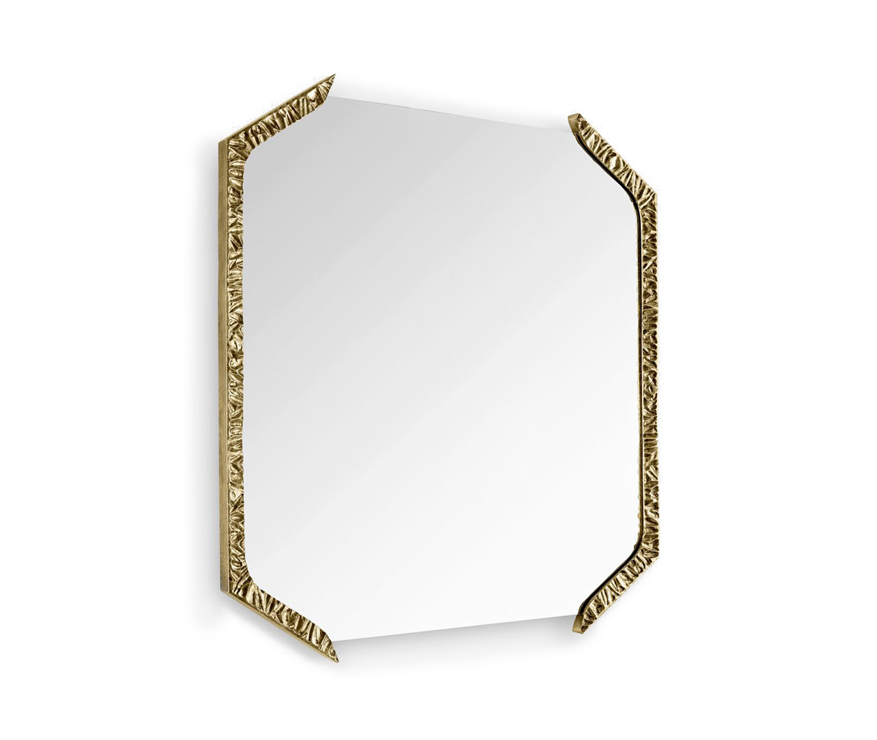 مرآة مربعة بإطار ذهبي