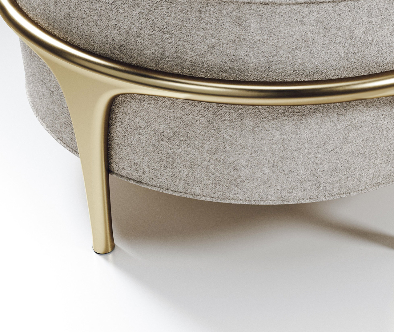 Stainless Steel and Upholstery Pouf
