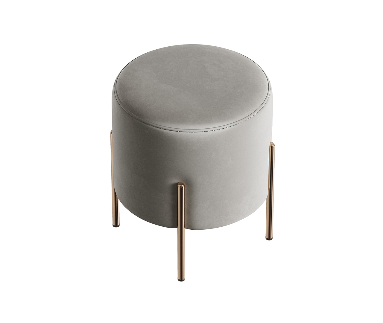 Stainless Steel and Leather Pouf