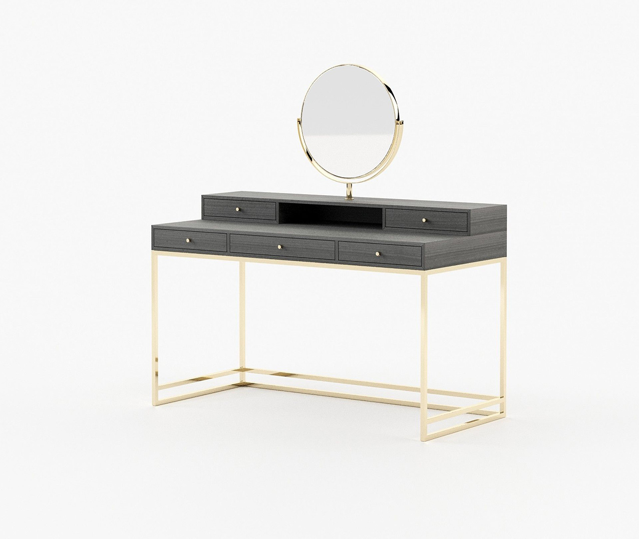 Wood Structure and Silver Mirror Dresser