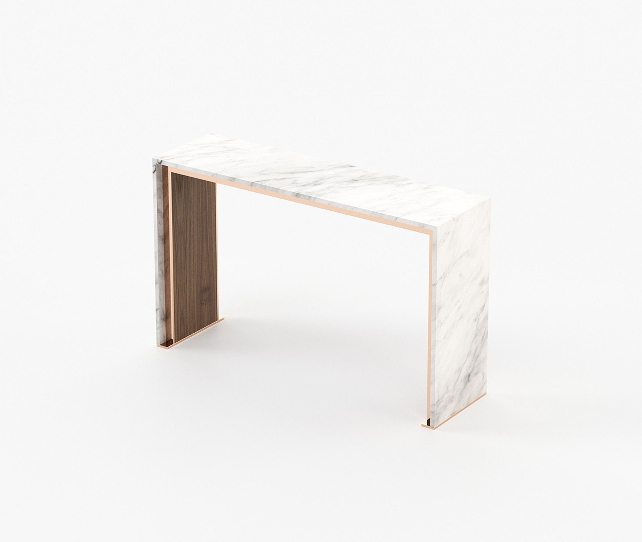 Marble and Wood Rectangular Console