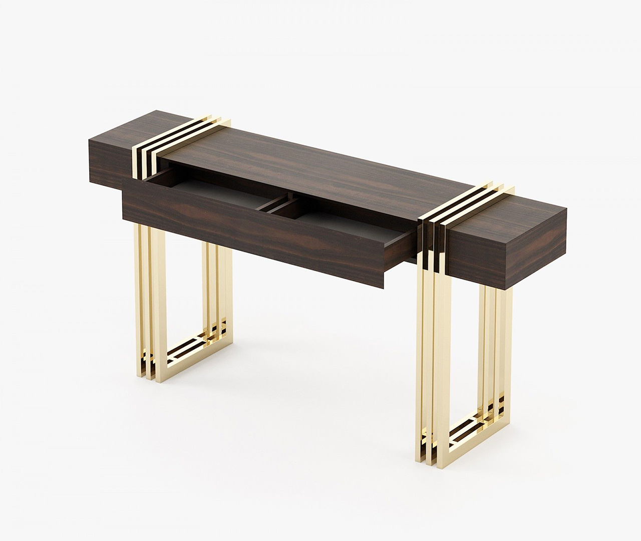 Metal Frame Wooden Console