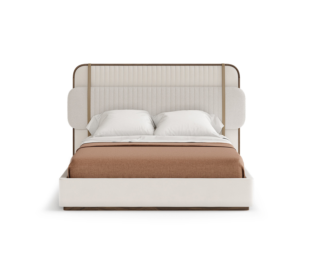 سرير منجد بتصميم فينتيج مع تفاصيل جلد
