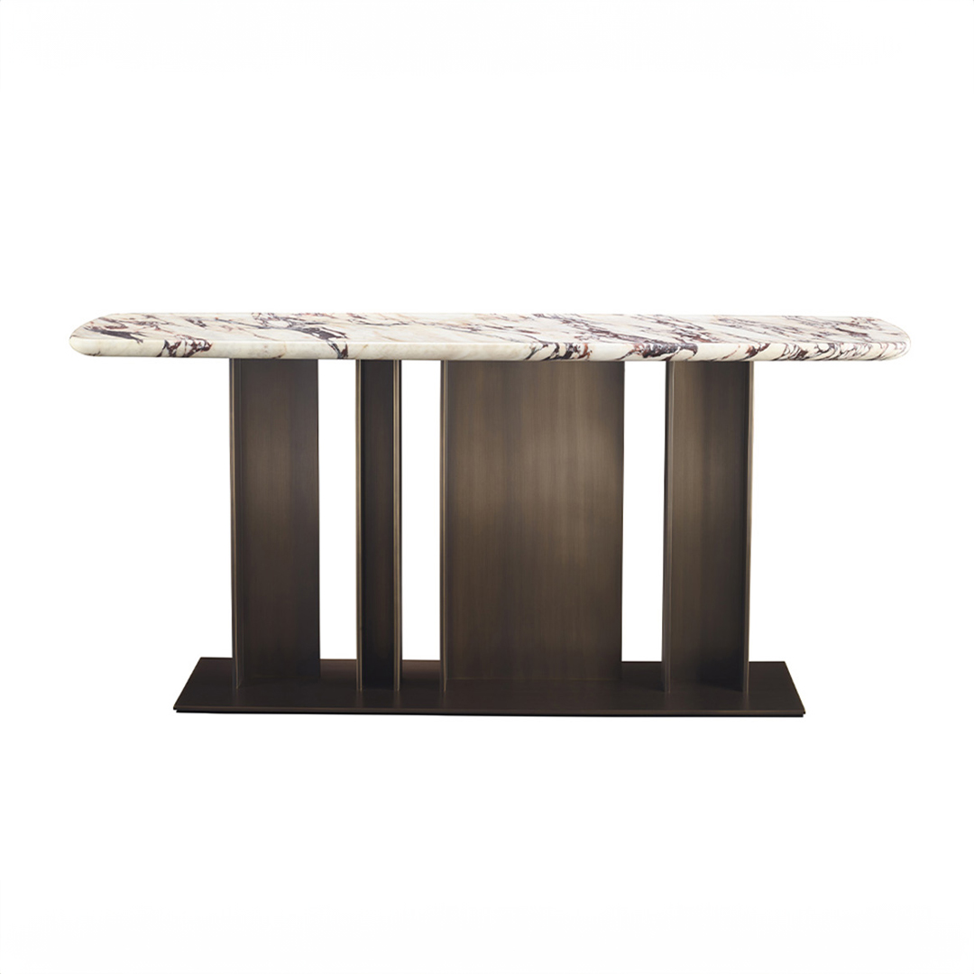 Marble Top Metal Base Console