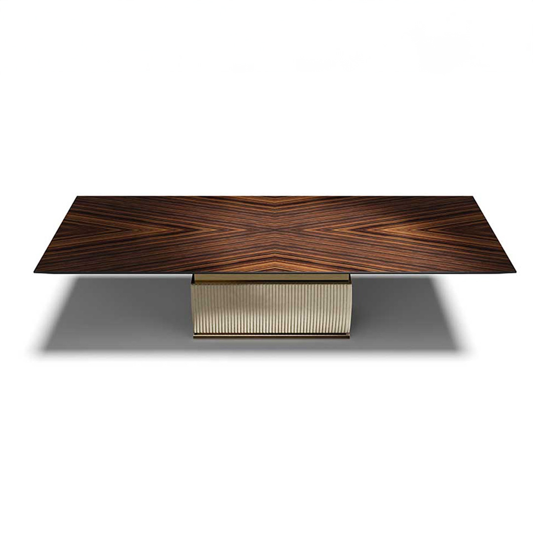 Bold Leather-Base Dining Table