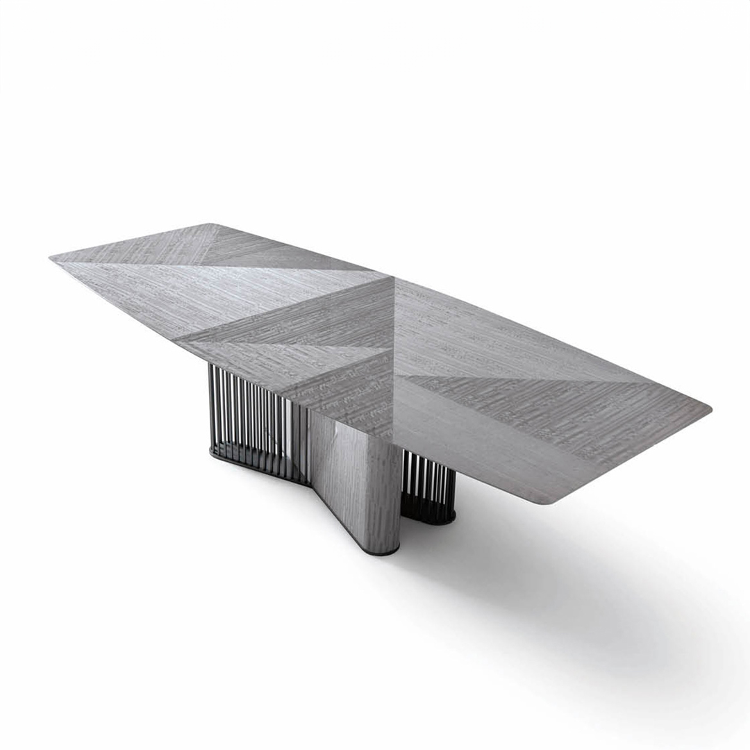 Wood and Steel Grey Dining Table