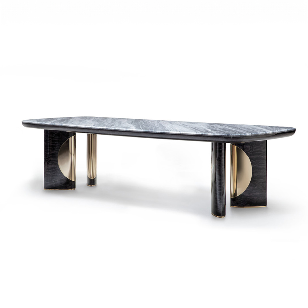 Marble Top Black Dining Table