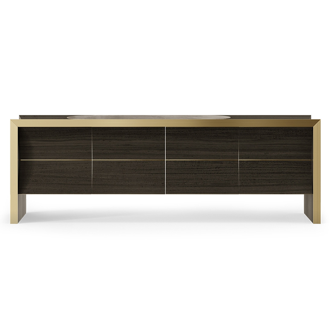 Stainless Steel and Wood Veneer Buffet