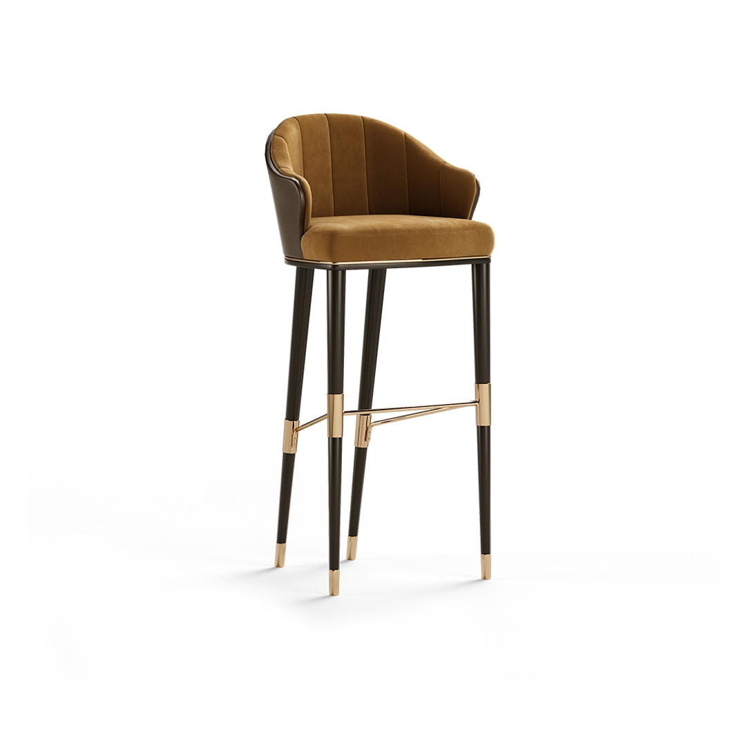 Wooden Back Upholstered Bar Stool