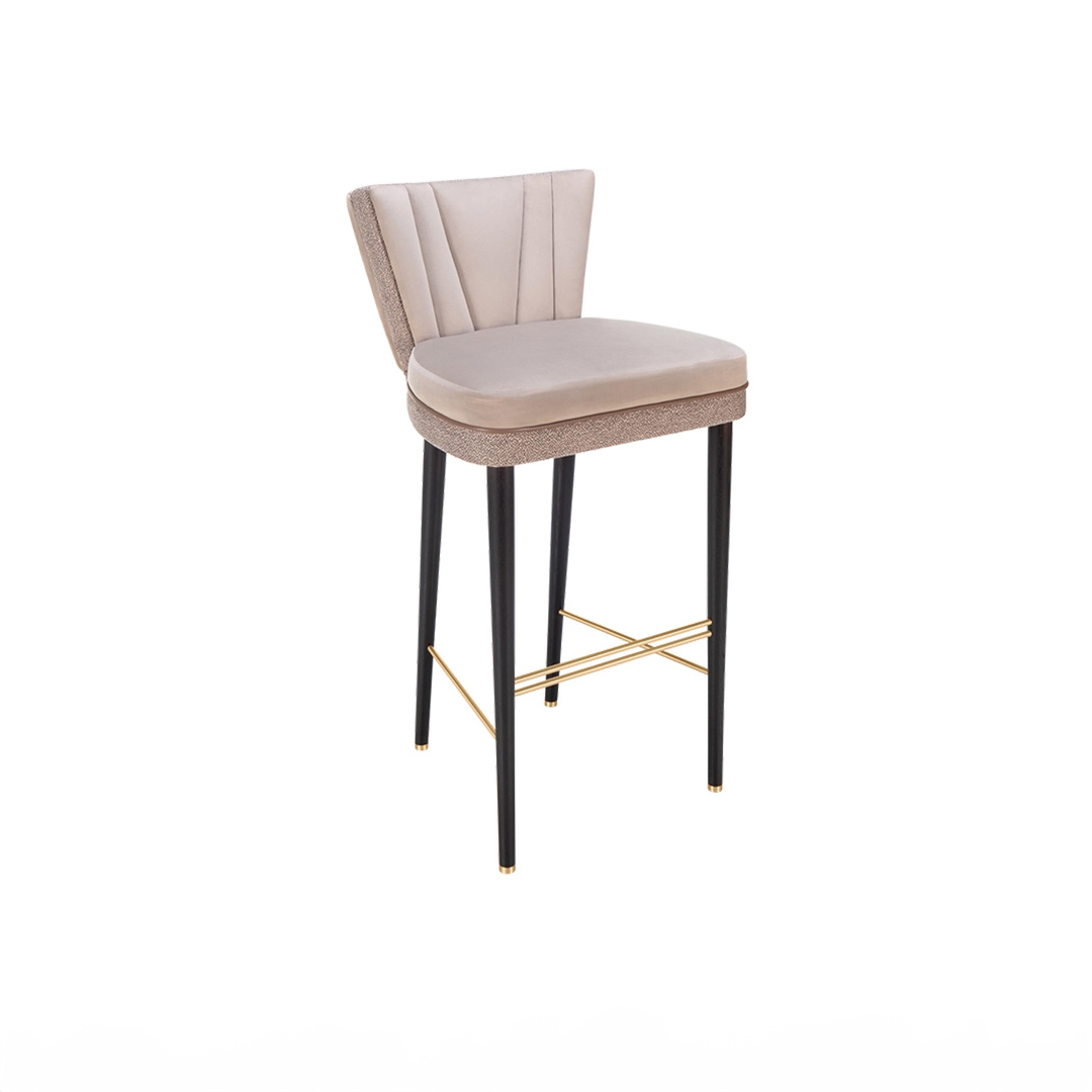 Beige Velvet Bar Stool