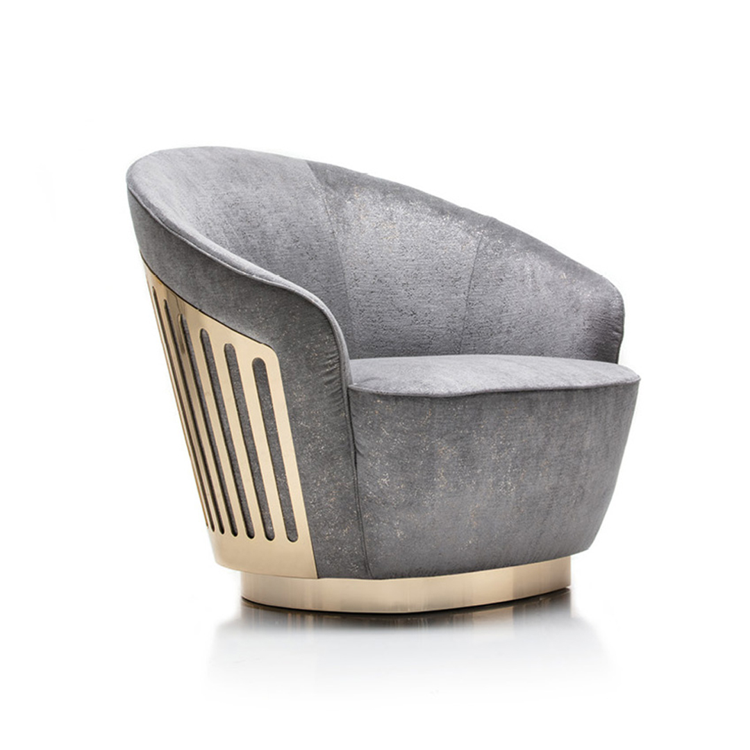 Metal Details Upholstered Armchair