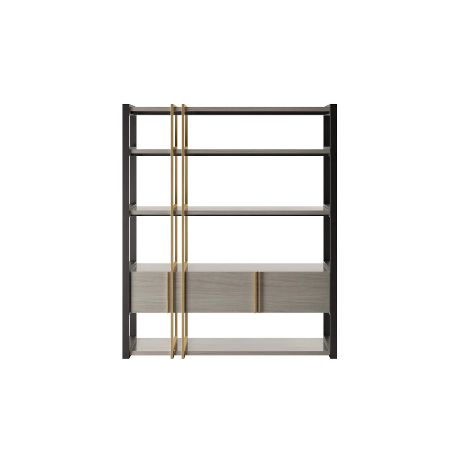 Gold and Black Shelving Unit